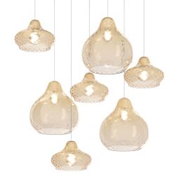 DRESS SOSPENSIONE 7 LUCI METALLO BIANCO CON DIFFUSORI IN VETRO COLORATO LAMPADINE ATTACCO E27 MODERNA Top Light Illuminazione - 2