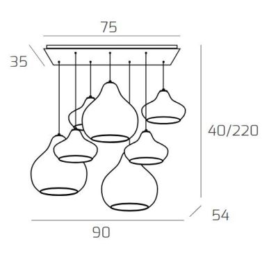 DRESS SOSPENSIONE 7 LUCI METALLO BIANCO CON DIFFUSORI IN VETRO COLORATO LAMPADINE ATTACCO E27 MODERNA Top Light Illuminazione -