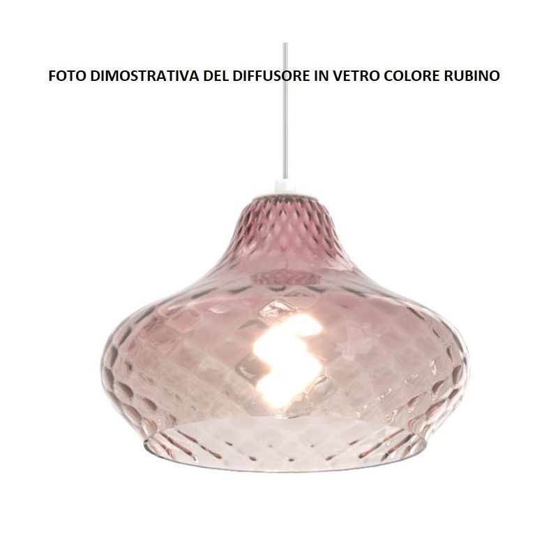 DRESS SOSPENSIONE 7 LUCI METALLO BIANCO CON DIFFUSORI IN VETRO COLORATO LAMPADINE ATTACCO E27 MODERNA Top Light Illuminazione -