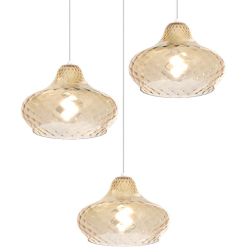 DRESS SOSPENSIONE ROTONDA 3 LUCI METALLO OTTONE CON DIFFUSORI IN VETRO COLORATO LAMPADINE ATTACCO E27 Top Light Illuminazione - 2