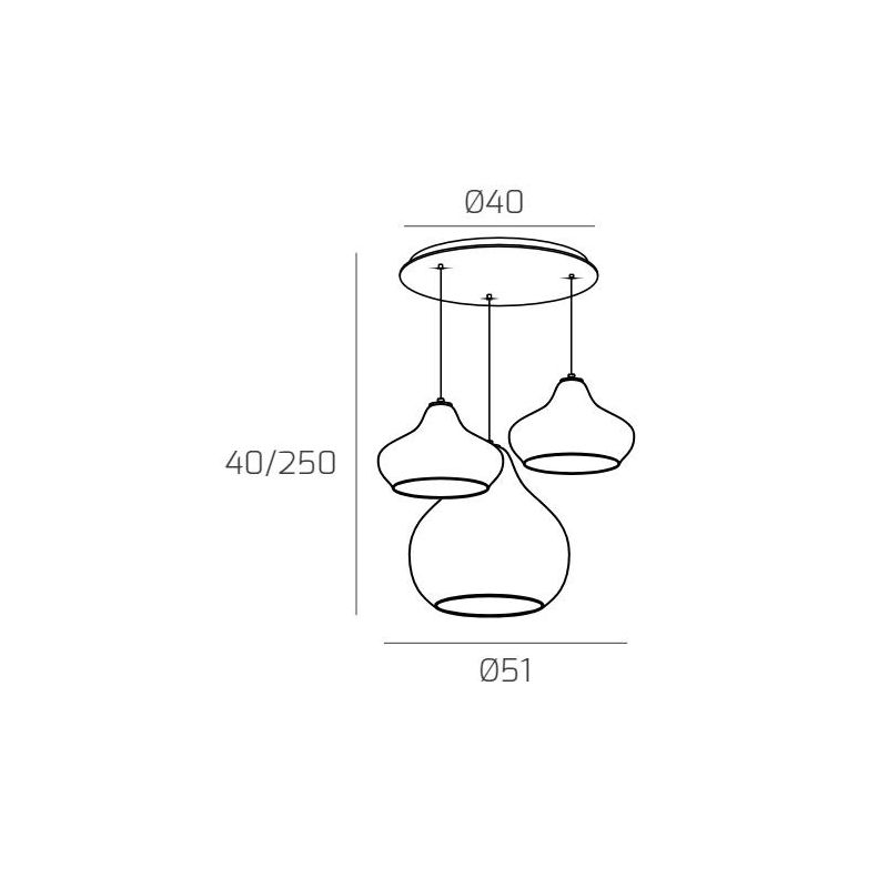 DRESS SOSPENSIONE ROTONDA 3 LUCI METALLO BIANCO CON DIFFUSORI IN VETRO COLORATO LAMPADINE ATTACCO E27 Top Light Illuminazione -