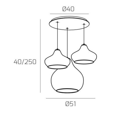 DRESS SOSPENSIONE ROTONDA 3 LUCI METALLO BIANCO CON DIFFUSORI IN VETRO COLORATO LAMPADINE ATTACCO E27 Top Light Illuminazione -