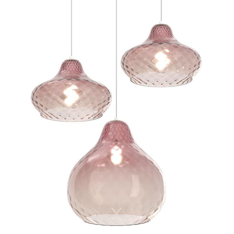 DRESS SOSPENSIONE ROTONDA 3 LUCI METALLO BIANCO CON DIFFUSORI IN VETRO COLORATO LAMPADINE ATTACCO E27 Top Light Illuminazione -