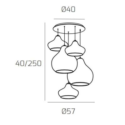 DRESS SOSPENSIONE ROTONDA 5 LUCI METALLO BIANCO CON DIFFUSORI IN VETRO COLORATO LAMPADINE ATTACCO E27 Top Light Illuminazione -