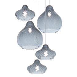 DRESS SOSPENSIONE ROTONDA 5 LUCI METALLO BIANCO CON DIFFUSORI IN VETRO COLORATO LAMPADINE ATTACCO E27 Top Light Illuminazione - 2