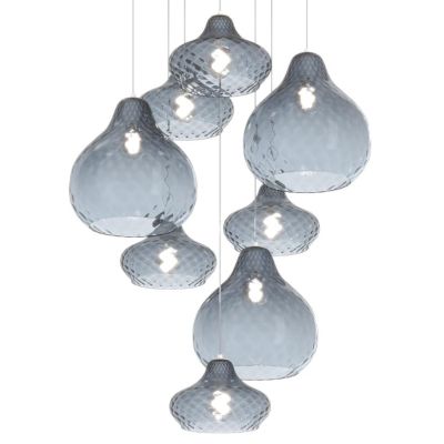 DRESS SOSPENSIONE ROTONDA 8 LUCI METALLO CROMO CON DIFFUSORI IN VETRO COLORATO LAMPADINE ATTACCO E27 Top Light Illuminazione - C