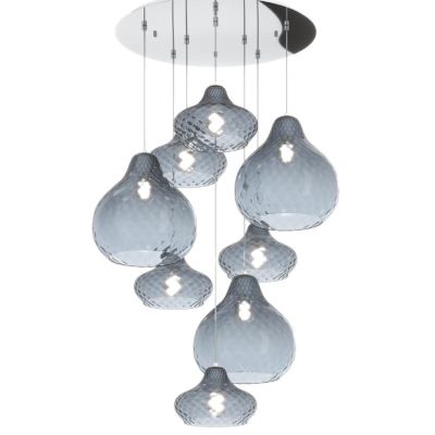 DRESS SOSPENSIONE ROTONDA 8 LUCI METALLO CROMO CON DIFFUSORI IN VETRO COLORATO LAMPADINE ATTACCO E27 Top Light Illuminazione - C