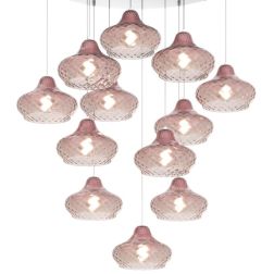 DRESS SOSPENSIONE ROTONDA 12 LUCI METALLO CROMO CON DIFFUSORI IN VETRO COLORATO LAMPADINE ATTACCO E27 Top Light Illuminazione - 2