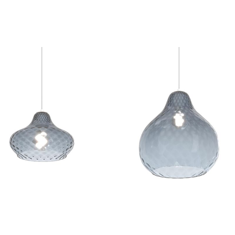 DRESS SOSPENSIONE 2 LUCI DECENTRATA METALLO BIANCO CON DIFFUSORI IN VETRO COLORATO LAMPADINE ATTACCO E27 Top Light Illuminazione