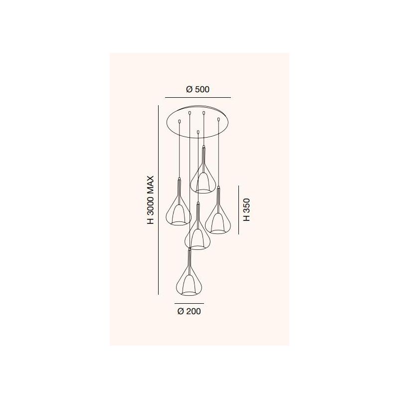 3481-49 LILA LAMPADARIO A SOSPENSIONE IN VETRO CON 5 PUNTI LUCE DELLA FABAS LUCE Fabas Luce - Cristalensi Shop Online