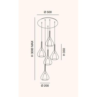 3481-49 LILA LAMPADARIO A SOSPENSIONE IN VETRO CON 5 PUNTI LUCE DELLA FABAS LUCE Fabas Luce - Cristalensi Shop Online