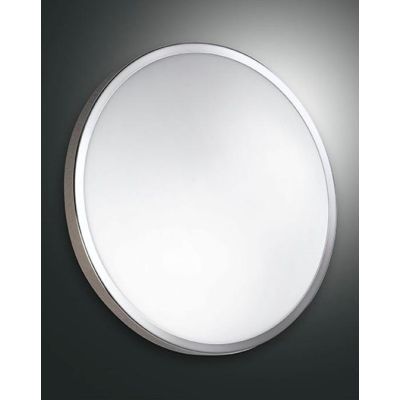 PLAZA PLAFONIERA DI DIAMETRO 40 CM IN METALLO BIANCO,CROMO O NICHEL DIFFUSORE IN VETRO Fabas Luce - Cristalensi Shop Online