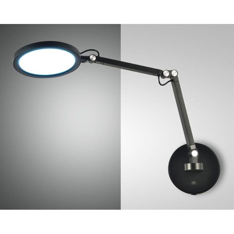 3551-21 REGINA APPLIQUE MODERNA BRACCIO ORIENTABILE IN METALLO NERO BIANCO ALLUMINIO DI FABAS LUCE Fabas Luce - Cristalensi Shop