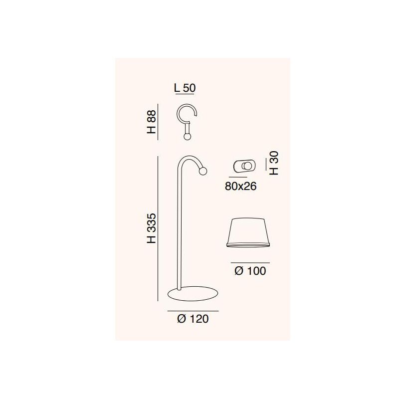 3742-71 ARMANDA LAMPADA PORTABILE MULTIFUNZIONE IP54 CON BATTERIA RICARICABILE NERO,BIANCO O CORTEN Fabas Luce - Cristalensi Sho