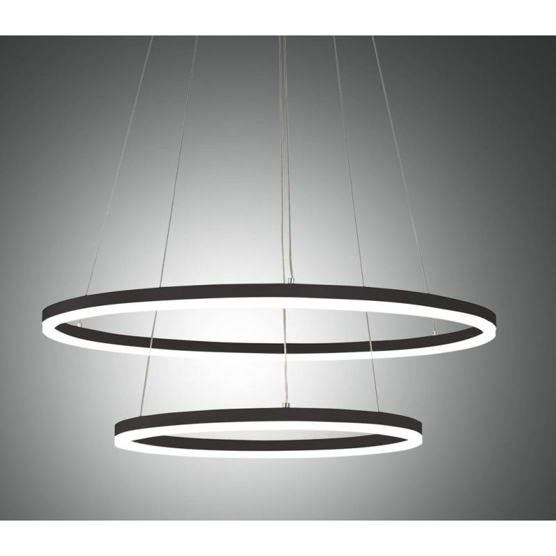 3508-45 GIOTTO SOSPENSIONE MODERNA A DOPPIO ANELLO LED INTEGRATO 52W BIANCO O NERO DELLA FABAS LUCE Fabas Luce - Cristalensi Sho