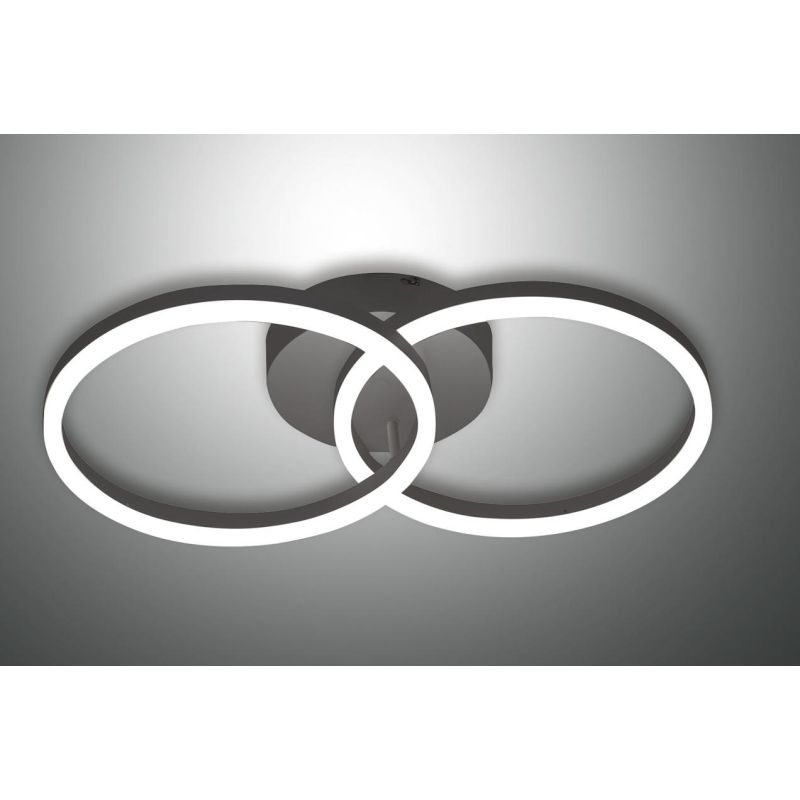 3508-22 GIOTTO PLAFONIERA CON DUE CERCHI LUMINOSI A LED INTEGRATO 36W DIMMERABILE NERO O BIANCO Fabas Luce - Cristalensi Shop On