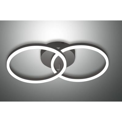 3508-22 GIOTTO PLAFONIERA CON DUE CERCHI LUMINOSI A LED INTEGRATO 36W DIMMERABILE NERO O BIANCO Fabas Luce - Cristalensi Shop On