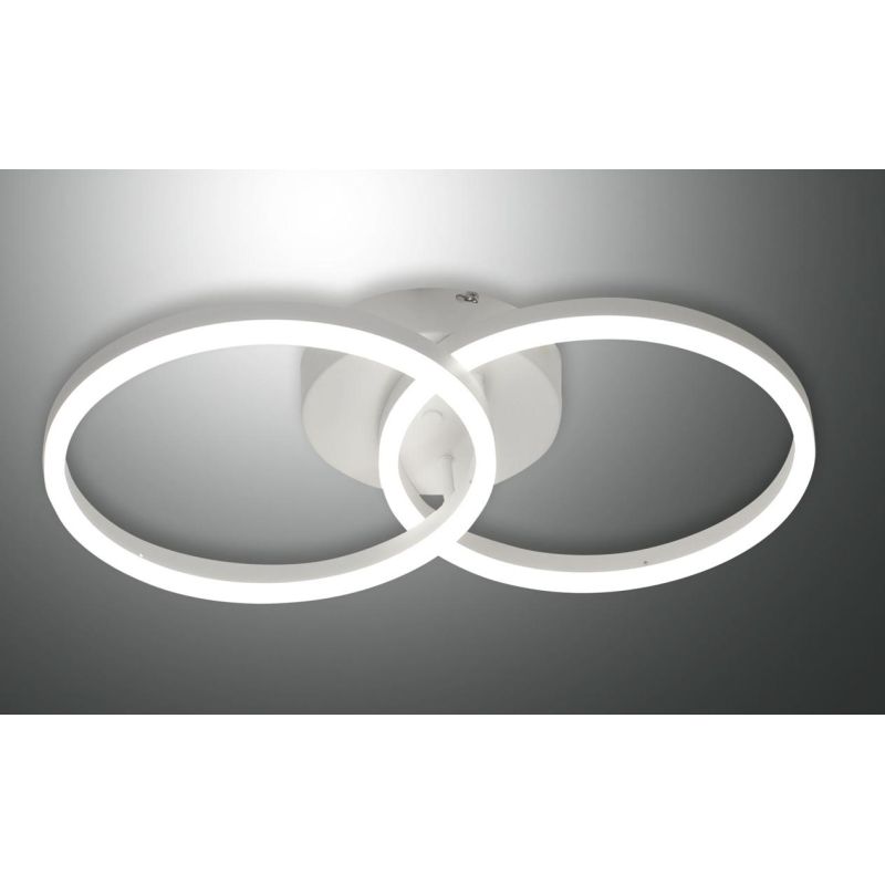 3508-22 GIOTTO PLAFONIERA CON DUE CERCHI LUMINOSI A LED INTEGRATO 36W DIMMERABILE NERO O BIANCO Fabas Luce - Cristalensi Shop On