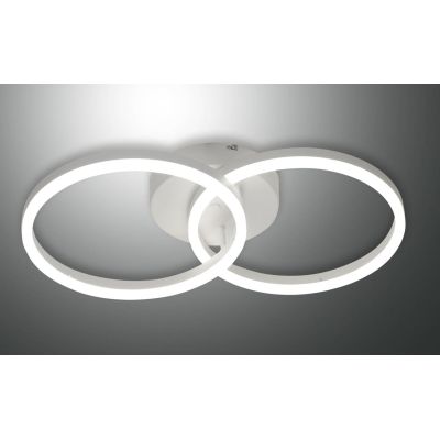 3508-22 GIOTTO PLAFONIERA CON DUE CERCHI LUMINOSI A LED INTEGRATO 36W DIMMERABILE NERO O BIANCO Fabas Luce - Cristalensi Shop On