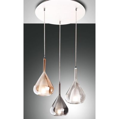 3481-47 LILA LAMPADARIO A SOSPENSIONE IN VETRO CON 3 PUNTI LUCE DELLA FABAS LUCE Fabas Luce - Cristalensi Shop Online