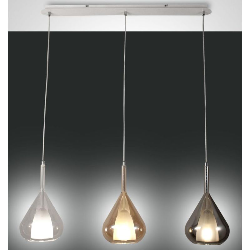 3481-48 LILA LAMPADARIO A SOSPENSIONE A BINARIO IN VETRO CON 3 PUNTI LUCE DELLA FABAS LUCE Fabas Luce - Cristalensi Shop Online