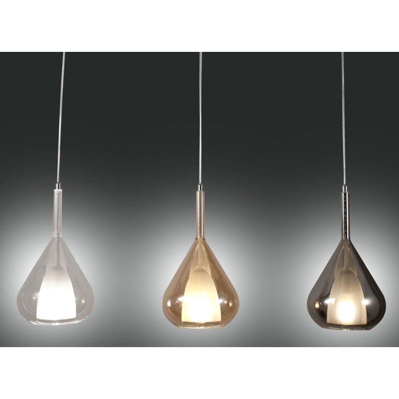 3481-48 LILA LAMPADARIO A SOSPENSIONE A BINARIO IN VETRO CON 3 PUNTI LUCE DELLA FABAS LUCE Fabas Luce - Cristalensi Shop Online