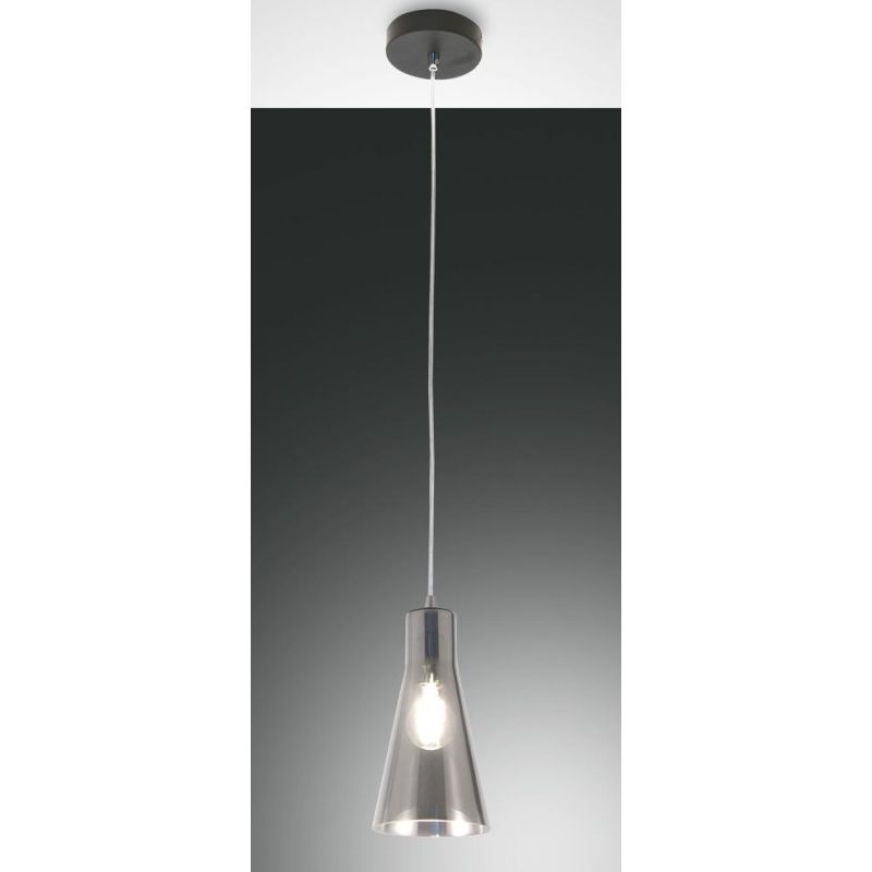 3596-40 DAFNE LAMPADARIO A SOSPENSIONE MODERNA IN VETRO CON UNA SOLA LUCE AMBRA FUME DI FABAS LUCE Fabas Luce - Cristalensi Shop