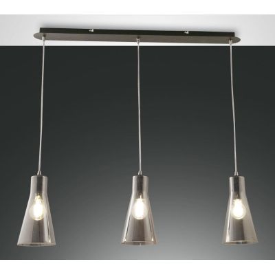 3596-47 DAFNE SOSPENSIONE A BINARIO MODERNA IN VETRO 3 PUNTI LUCE AMBRA FUME DI FABAS LUCE Fabas Luce - Cristalensi Shop Online
