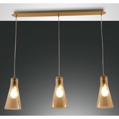 3596-47 DAFNE SOSPENSIONE A BINARIO MODERNA IN VETRO 3 PUNTI LUCE AMBRA FUME DI FABAS LUCE Fabas Luce - Cristalensi Shop Online