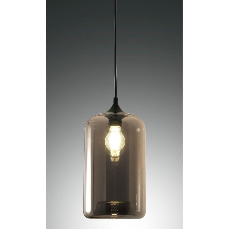 3491-40 SILO SOSPENSIONE AD UNA SOLA LUCE MODERNA IN VETRO SOFFIATO AMBRA O FUME DI FABAS LUCE Fabas Luce - Cristalensi Shop Onl