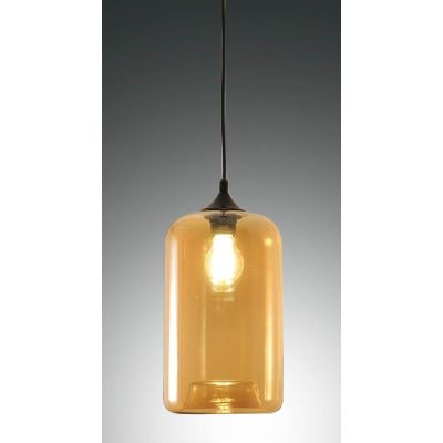 3491-40 SILO SOSPENSIONE AD UNA SOLA LUCE MODERNA IN VETRO SOFFIATO AMBRA O FUME DI FABAS LUCE Fabas Luce - Cristalensi Shop Onl