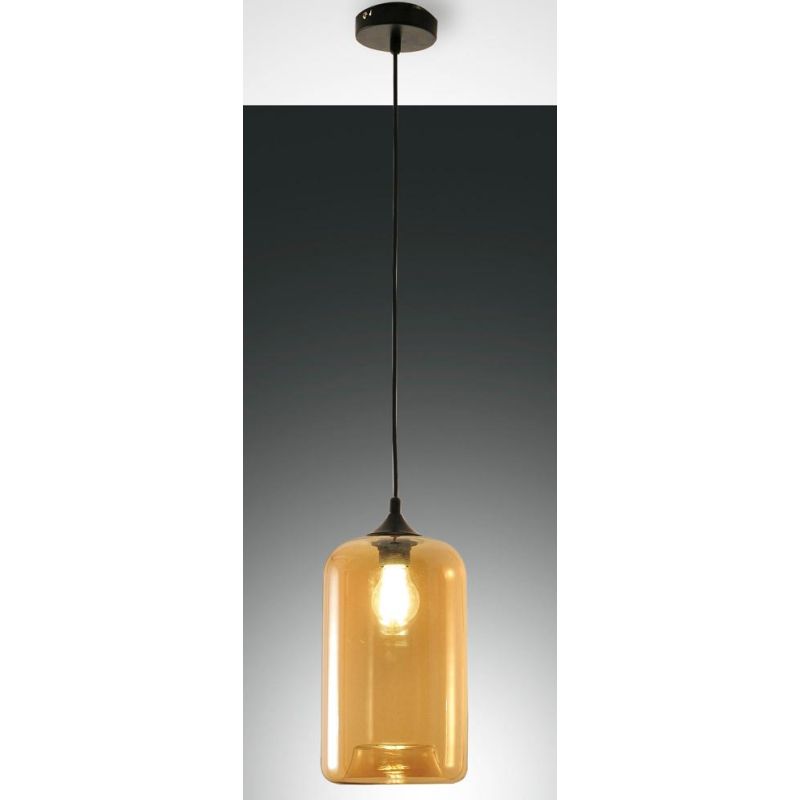 3491-40 SILO SOSPENSIONE AD UNA SOLA LUCE MODERNA IN VETRO SOFFIATO AMBRA O FUME DI FABAS LUCE Fabas Luce - Cristalensi Shop Onl