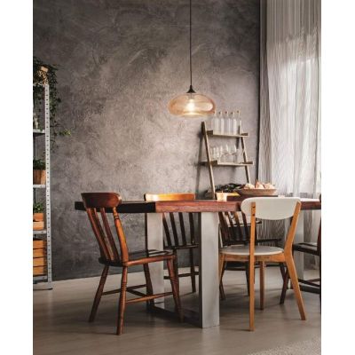 3489-40 ELA SOSPENSIONE AD UNA SOLA LUCE MODERNA IN VETRO SOFFIATO AMBRA O FUME DI FABAS LUCE Fabas Luce - Cristalensi Shop Onli