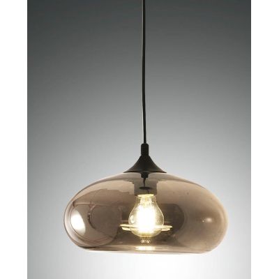 3489-40 ELA SOSPENSIONE AD UNA SOLA LUCE MODERNA IN VETRO SOFFIATO AMBRA O FUME DI FABAS LUCE Fabas Luce - Cristalensi Shop Onli
