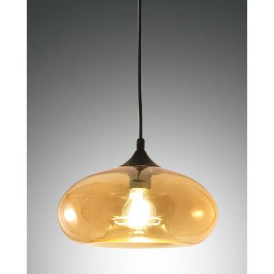 3489-40 ELA SOSPENSIONE AD UNA SOLA LUCE MODERNA IN VETRO SOFFIATO AMBRA O FUME DI FABAS LUCE Fabas Luce - Cristalensi Shop Onli