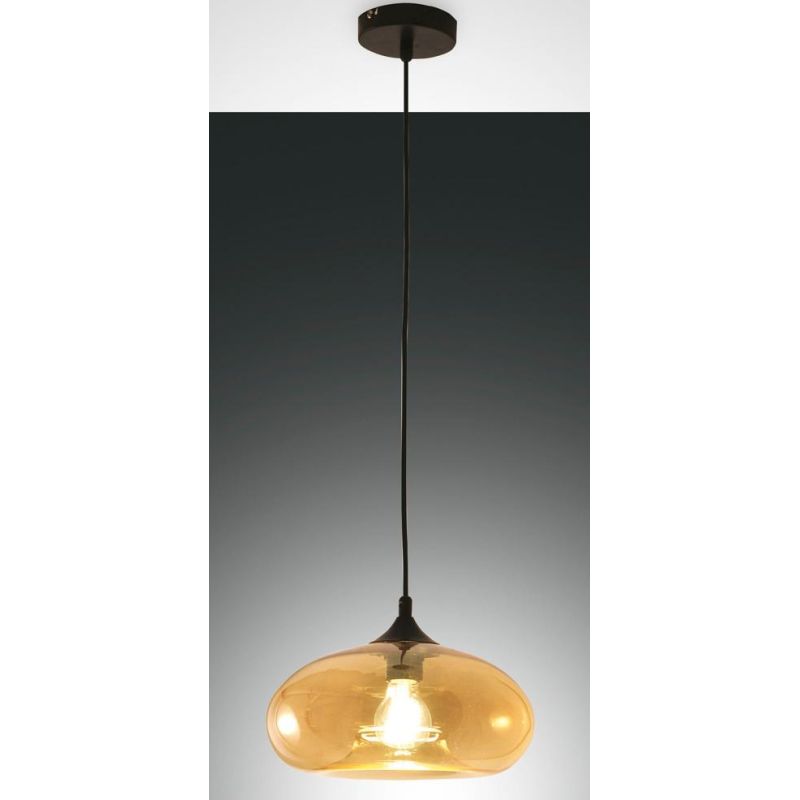 3489-40 ELA SOSPENSIONE AD UNA SOLA LUCE MODERNA IN VETRO SOFFIATO AMBRA O FUME DI FABAS LUCE Fabas Luce - Cristalensi Shop Onli