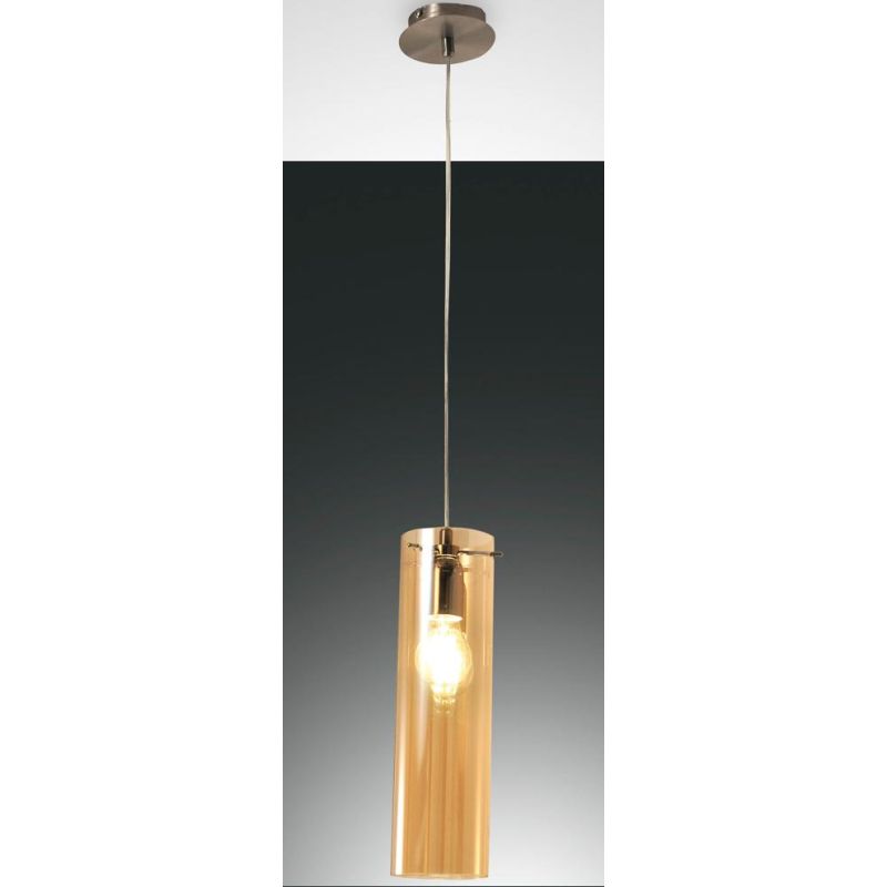 3480-40 SINTESI SOSPENSIONE CILINDRICA AD UNA SOLA LUCE IN VETRO AMBRA O FUME DELLA FABAS LUCE Fabas Luce - Cristalensi Shop Onl