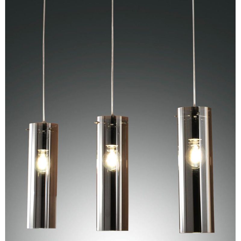 3480-47 SINTESI SOSPENSIONE A BINARIO A TRE LUCI IN VETRO AMBRA O FUME DELLA FABAS LUCE Fabas Luce - Cristalensi Shop Online