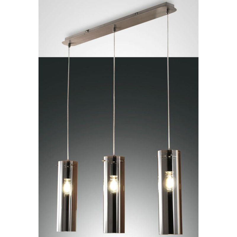 3480-47 SINTESI SOSPENSIONE A BINARIO A TRE LUCI IN VETRO AMBRA O FUME DELLA FABAS LUCE Fabas Luce - Cristalensi Shop Online