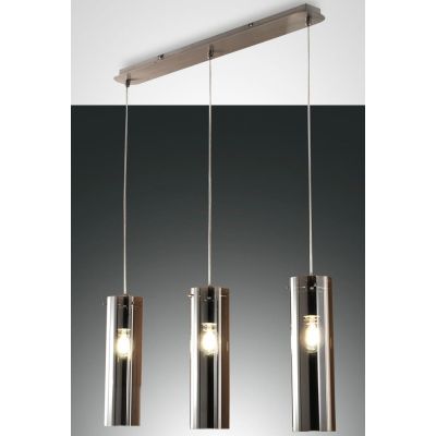3480-47 SINTESI SOSPENSIONE A BINARIO A TRE LUCI IN VETRO AMBRA O FUME DELLA FABAS LUCE Fabas Luce - Cristalensi Shop Online