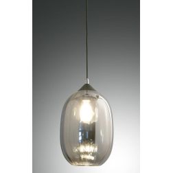 3519-40 INFINITY SOSPENSIONE OVALE DIAMETRO CM 20 MODERNA AD UNA LUCE IN VETRO SOFFIATO FUME Fabas Luce - Cristalensi Shop Onlin