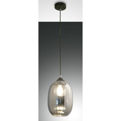 3519-40 INFINITY SOSPENSIONE OVALE DIAMETRO CM 20 MODERNA AD UNA LUCE IN VETRO SOFFIATO FUME Fabas Luce - Cristalensi Shop Onlin