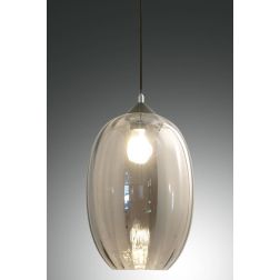 3519-45 INFINITY SOSPENSIONE OVALE DIAMETRO CM 25 MODERNA AD UNA LUCE IN VETRO SOFFIATO FUME Fabas Luce - Cristalensi Shop Onlin