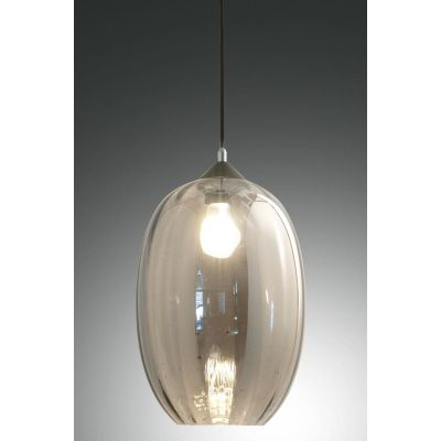 3519-45 INFINITY SOSPENSIONE OVALE DIAMETRO CM 25 MODERNA AD UNA LUCE IN VETRO SOFFIATO FUME Fabas Luce - Cristalensi Shop Onlin