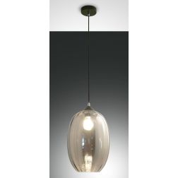 3519-45 INFINITY SOSPENSIONE OVALE DIAMETRO CM 25 MODERNA AD UNA LUCE IN VETRO SOFFIATO FUME Fabas Luce - Cristalensi Shop Onlin 2