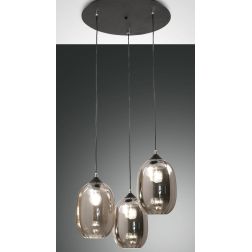 3519-47 INFINITY LAMPADARIO A SOSPENSIONE MODERNO IN VETRO FUME CON 3 PUNTI LUCE DELLA FABAS LUCE Fabas Luce - Cristalensi Shop 2