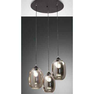 3519-47 INFINITY LAMPADARIO A SOSPENSIONE MODERNO IN VETRO FUME CON 3 PUNTI LUCE DELLA FABAS LUCE Fabas Luce - Cristalensi Shop