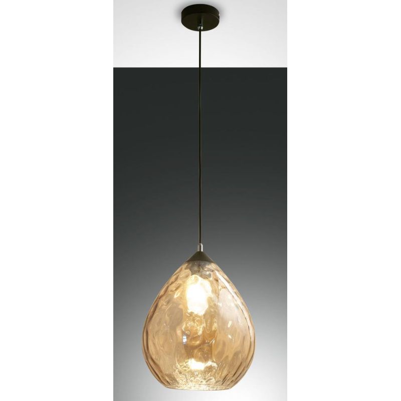 3518-45 GISELLA SOSPENSIONE AD UNA LUCE IN VETRO SOFFIATO AMBRATO DIAMETRO 26 CM DI FABAS LUCE Fabas Luce - Cristalensi Shop Onl