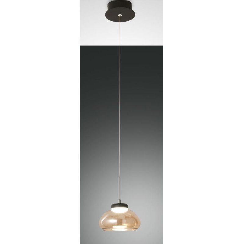 3547-40 ARABELLA SOSPENSIONE MODERNA AD UNA LUCE IN VETRO SOFFIATO BIANCO AMBRA E FUME DI FABAS LUCE Fabas Luce - Cristalensi Sh