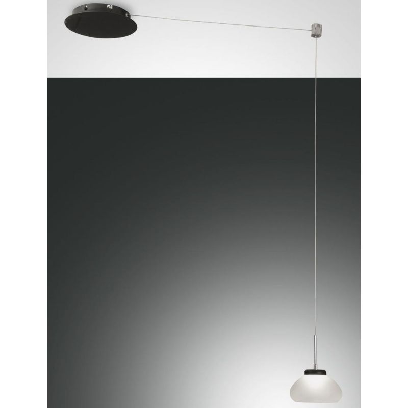 3547-41 ARABELLA SOSPENSIONE AD UNA SOLA LUCE CON DECENTRAMENTO BIANCO AMBRA FUME DELLA FABAS LUCE Fabas Luce - Cristalensi Shop